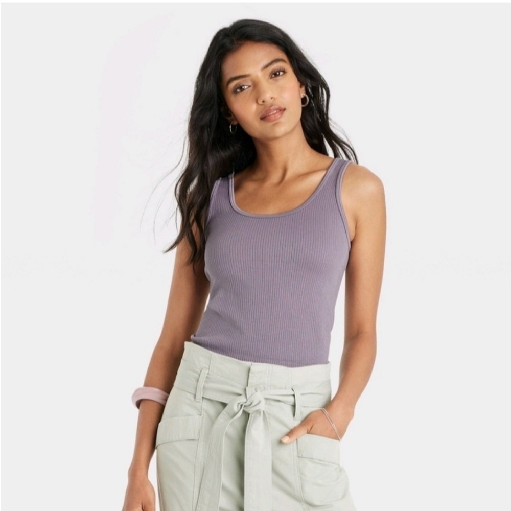 A New Day purple lilac ribbed tank snatching L